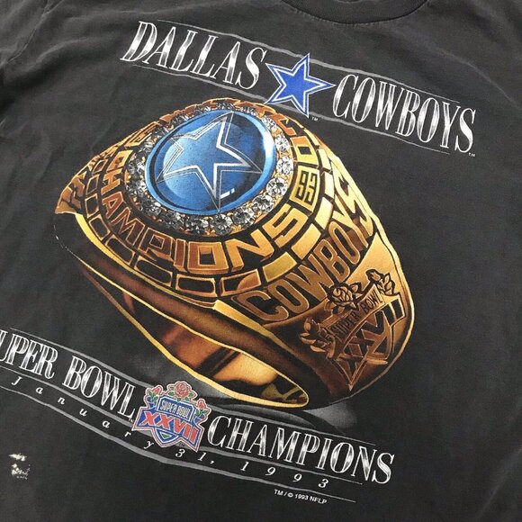 FADED Dallas Cowboys 1993 Super Bowl XXVII Champions Ring T Shirt Large USA Made - Picture 6 of 11